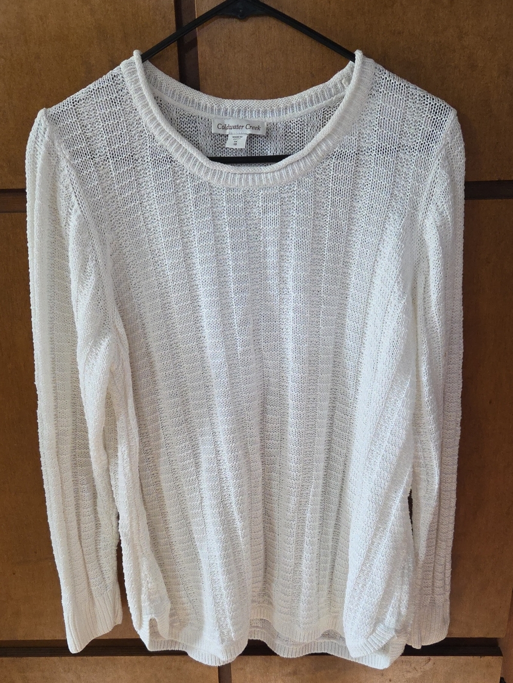 Coldwater Creek Women's White Scoop Neck Lightweight Knit Sweater
